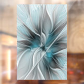 Bloemen Fractal Modern Abstract Bloemblauw Grijs Raamsticker (Vel 2)