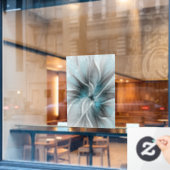 Bloemen Fractal Modern Abstract Bloemblauw Grijs Raamsticker (Cafe Raam)