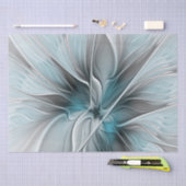 Bloemen Fractal Modern Abstract Bloemblauw Grijs Tissuepapier (Craft)