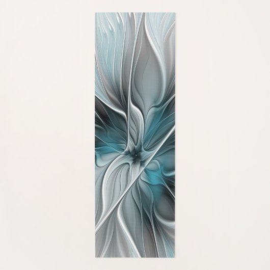 Bloemen Fractal Modern Abstract Bloemblauw Grijs Yogamat (Voorkant)