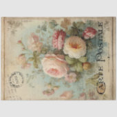 Bloemen Frans Blauw Roze Ephemera Decoupage Tissuepapier (Voorkant)