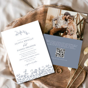 Bloemen Frans  Foto Dusty Blue Wedding Kaart