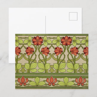 Bloemen Friezen Grens in Art Nouveau Stijl Briefkaart