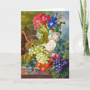 Bloemen, Fruit Stilleven Waterverf door Jan van Os Kaart