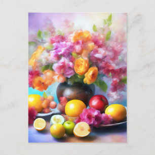 Bloemen fruitige schoonheid kunst briefkaart