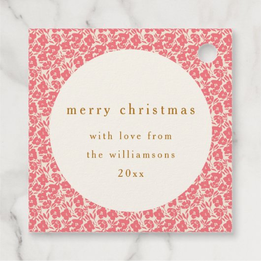  Bloemen Gedempt Rood Schattige Aangepaste Kerstmi Bedankjes Labels (Achterkant)