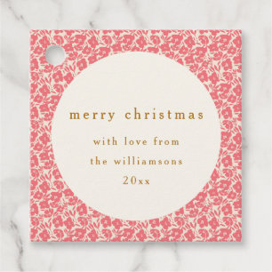 Bloemen Gedempt Rood Schattige Aangepaste Kerstmi Bedankjes Labels