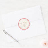 Bloemen Gedempt Rood Schattige Aangepaste Kerstmi Ronde Sticker (Envelop)