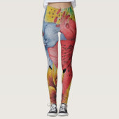 Bloemen geel rood blauw vet bloemmotief leggings (Voorkant)
