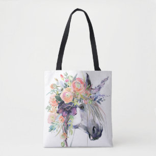 Bloemen Geklede Eenhoorn Draagtas