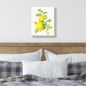 bloemen, gele rozen van Redoute Canvas Afdruk (Insitu (Slaapkamer))