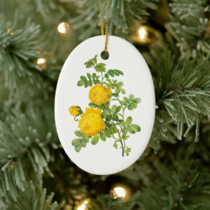  bloemen, gele rozen van Redoute Keramisch Ornament