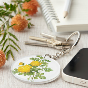 bloemen, gele rozen van Redoute Sleutelhanger
