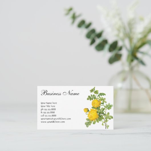 bloemen, gele rozen van Redoute Visitekaartje (Staand voorkant)