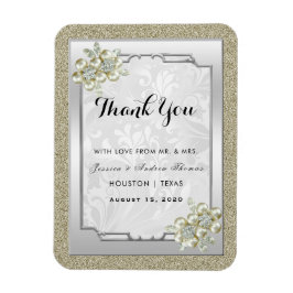 Bloemen Gem Zilver ingelijst, Goud & Zilveren Brui Magneet