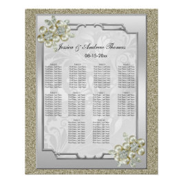 Bloemen Gem Zilver ingelijst, Goud & Zilveren Brui Perfect Poster
