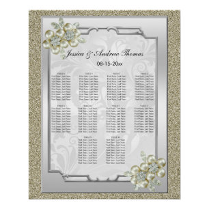 Bloemen Gem Zilver ingelijst, Goud & Zilveren Brui Perfect Poster