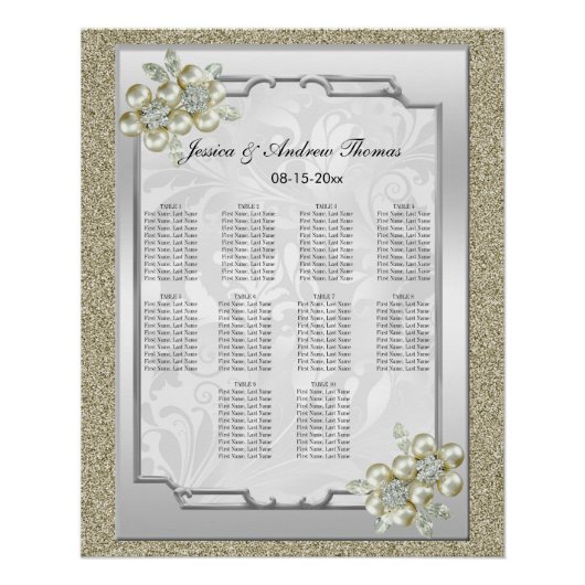 Bloemen Gem Zilver ingelijst, Goud & Zilveren Brui Perfect Poster (Voorkant)