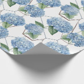 Bloemen Geometrie - Blauw & Wit Hydrangeas Cadeaupapier (Hoek)