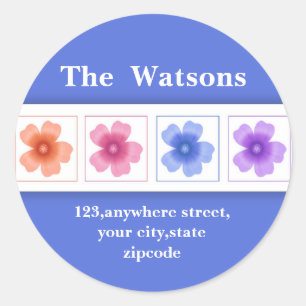 Bloemen gepersonaliseerde adres Stickers