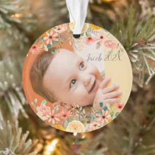 Bloemen gepersonaliseerde dochter zoon kleinkind f ornament