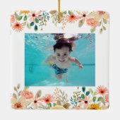 Bloemen Gepersonaliseerde Grootouders Kleinkind Fo Keramisch Ornament (Achterkant)