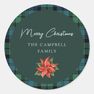 Bloemen geruit rustiek script Campbell Tartan Ronde Sticker