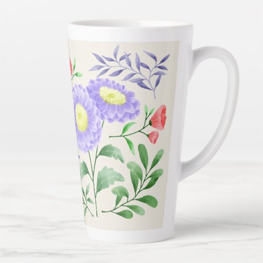 Bloemen geschilderd in waterverf latte mok (Rechts)