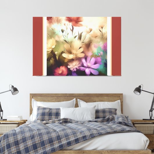 bloemen gestrekte canvas (Insitu (Slaapkamer))