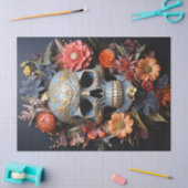 Bloemen getextureerde schedel in blauw Decoupage Tissuepapier (Craft)