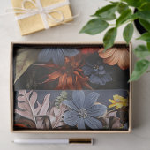Bloemen getextureerde schedel in blauw Decoupage Tissuepapier (Geschenk)