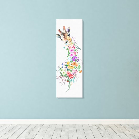 Bloemen Giraffe Canvas Print (Insitu (Houten vloer))
