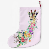Bloemen Giraffe Christmas Stocking Kleine Kerstsok (Achterkant)