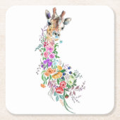 Bloemen Giraffe Papier Onderzetter (Voorkant)