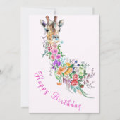 Bloemen Giraffe Verjaardag Kaart (Voorkant)