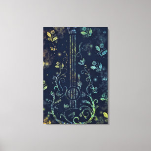 Bloemen Gitaar Kunst Canvasprint - Schilderij Canvas Afdruk
