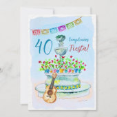 Bloemen Gitaar Waterverf Mexicaanse Fiesta Verjaar Kaart (Voorkant)