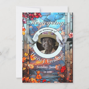 Bloemen Glas in lood, met duiven, Begrafenis Aankondiging