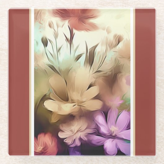  bloemen glazen onderzetter (Voorkant)