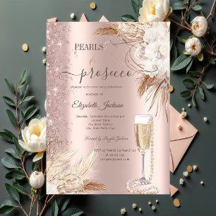 Bloemen Glitter Parels & Prosecco Vrijgezellenfees Kaart