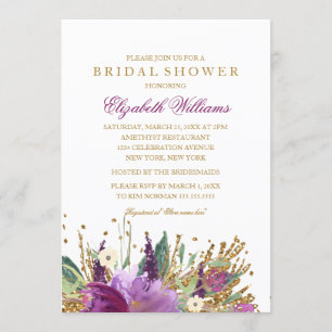 Bloemen Glitter Sparkling Vrijgezellenfeest Uitnod Kaart