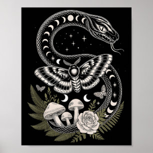 Bloemen Goblincore Mot Vlinder Monofasen Cotta Poster
