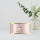 Bloemen Gold Stripe Roos Gold Bakery Tools Visitekaartje (Staand voorkant)