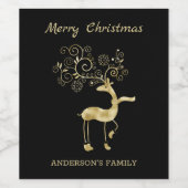 Bloemen Golden Reindeer Wijn Etiket (Enkel label)