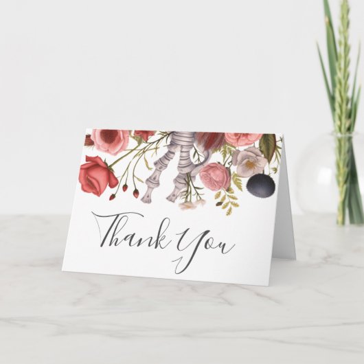 Bloemen Gotisch Boho Anatomisch Hart Bedankkaart (Voorkant)