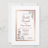 Bloemen Goud Border Bridal Brunch Kaart (Voorkant)