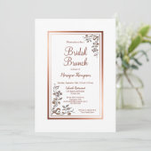 Bloemen Goud Border Bridal Brunch Kaart (Staand voorkant)