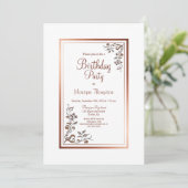  Bloemen Goud Border Verjaardagsfeest Kaart (Staand voorkant)