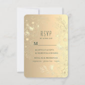 Bloemen Goud Bruiloft RSVP Kaartje (Voorkant)
