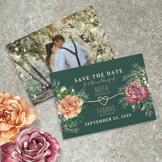 Bloemen Goud Emerald Groen Bruiloft Save The Date